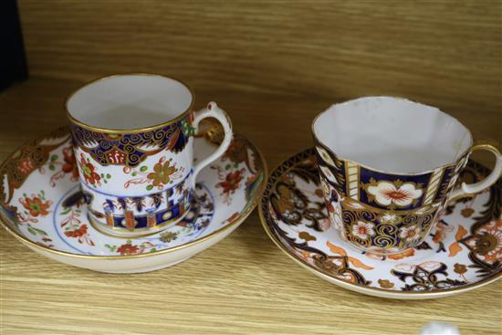 A Dresden floral encrusted cup and saucer, a quantity of Royal Crown Derby teaware and a Sitzendorf wall mirror